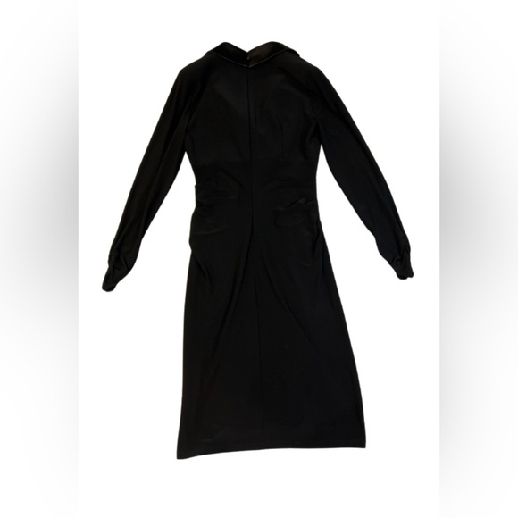 ADRIANNA PAPELL black jersey long sleeve satin tuxedo dress size 2 - Picture 4 of 5